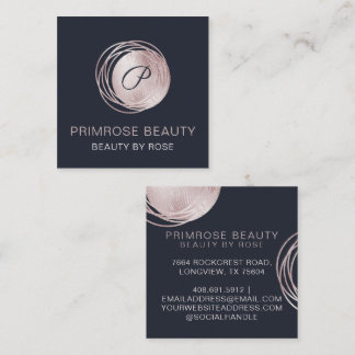 Elegant Glam Roos Gold Luxe Abstract Monogram Vierkante Visitekaartje