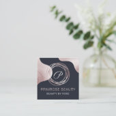 Elegant Glam Roos Gold Luxe Abstract Monogram Vierkante Visitekaartje (Staand voorkant)