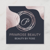 Elegant Glam Roos Gold Luxe Abstract Monogram Vierkante Visitekaartje (Voorkant)