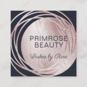 Elegant Glam Roos Gold & Navy Luxe Abstract Vierkante Visitekaartje (Voorkant)