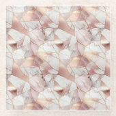 Elegant Glam Roos Goud Agaat Marmeren Patroon Glazen Onderzetter (Voorkant)