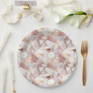 Elegant Glam Roos Goud Agaat Marmeren Patroon Papieren Bordje