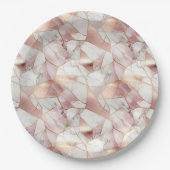 Elegant Glam Roos Goud Agaat Marmeren Patroon Papieren Bordje (Voorkant)