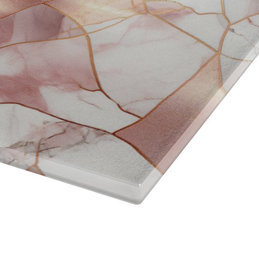 Elegant Glam Roos Goud Agaat Marmeren Patroon Snijplank (Hoek)