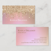Elegant Glam Roos Gouden Glitter Drip Visitekaartje (Voorkant / Achterkant)
