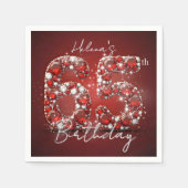 Elegant Glam Ruby Red Gemstones 65th Birthday Servet (Voorkant)