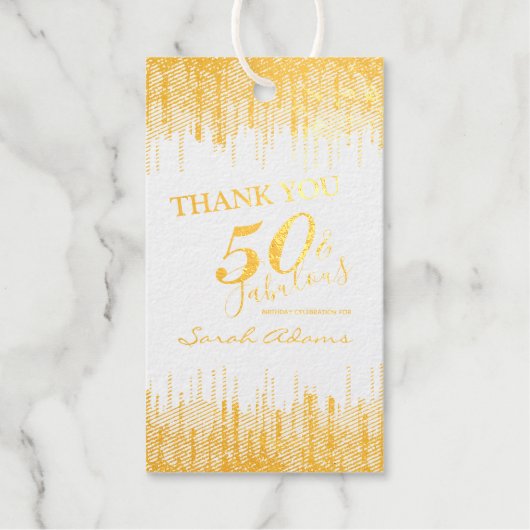 Elegant Glam Silver Gold 50 Fab Birth Real Cadeaulabels (Voorkant)