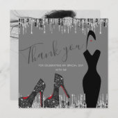 Elegant Glam Silver Gold 50 Fab Birthday Foto Bedankkaart (Voorkant / Achterkant)