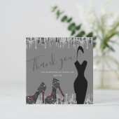 Elegant Glam Silver Gold 50 Fab Birthday Foto Bedankkaart (Staand voorkant)