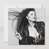Elegant Glam Silver Gold 50 Fab Birthday Foto Bedankkaart (Achterkant)