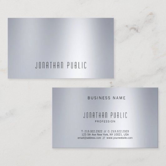 Elegant Glam Silver-look Professional Simple Plain Visitekaartje (Voorkant / Achterkant)