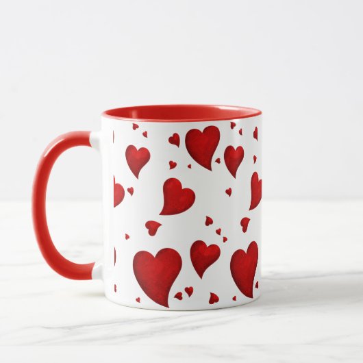 Elegant Glam Stijlvolle Trendy Red Heart valentijn Mok (Links)