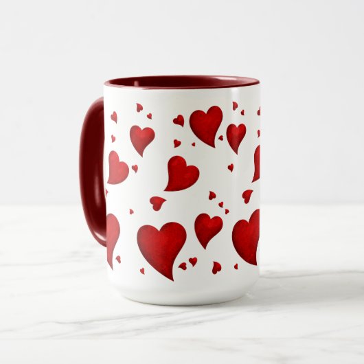 Elegant Glam Stijlvolle Trendy Red Heart valentijn Mok (Voorkant links)