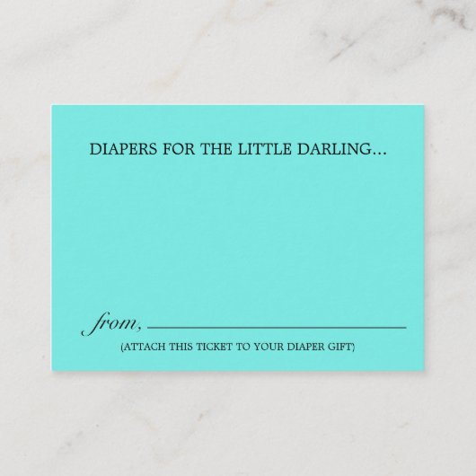 Elegant Glam Tiffany Luier Raffle Baby shower Informatiekaartje (Achterkant)