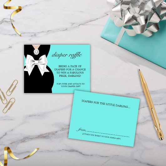 Elegant Glam Tiffany Luier Raffle Baby shower Informatiekaartje