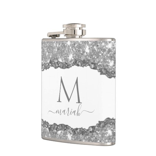 Elegant Glam Torn Glitter Paper Name Monogram Heupfles (Links)