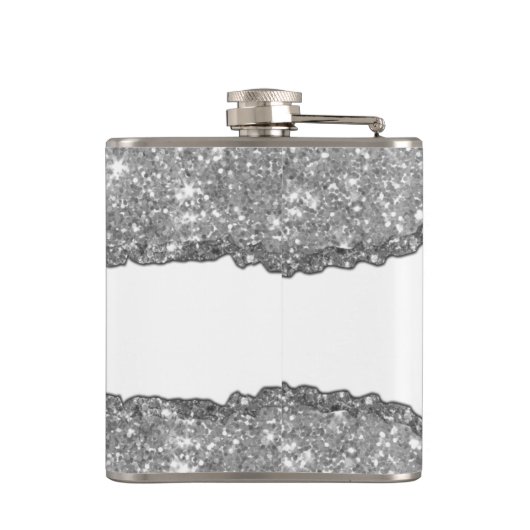 Elegant Glam Torn Glitter Paper Name Monogram Heupfles (Achterkant)