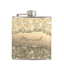 Elegant Glam Torn Glitter Paper Name Monogram Heupfles