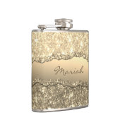 Elegant Glam Torn Glitter Paper Name Monogram Heupfles (Rechts)