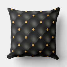 Elegant Glam Tufted Gold Diamond Black Patroon
