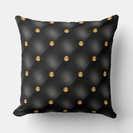 Elegant Glam Tufted Gold Diamond Black Patroon Kussen