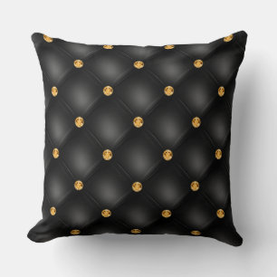 Elegant Glam Tufted Gold Diamond Black Patroon Kussen