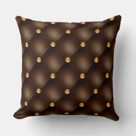 Elegant Glam Tufted Gold Diamond Chocolade Brown Kussen