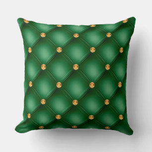 Elegant Glam Tufted Gold Diamond Emerald Green Kussen
