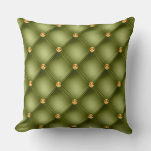 Elegant Glam Tufted Gold Diamond Olive Green Kussen
