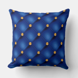 Elegant Glam Tufted Gold Diamond Royal Blue Kussen
