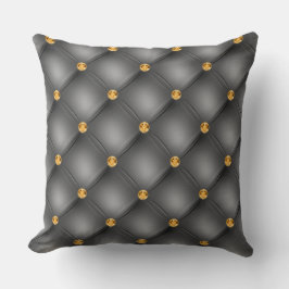 Elegant Glam Tufted Gold Diamond Steel Grey Kussen