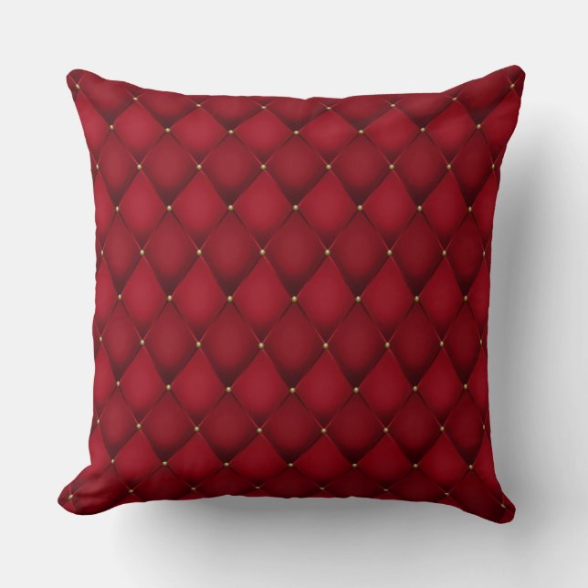 Elegant Glam Tufted Golden Diamond Red Pattern Kussen (Voorkant)