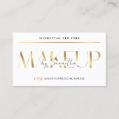 Elegant Glam White & Gold Effect Makeup Artist Visitekaartje (Voorkant)