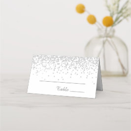 Elegant Glam White Silver Glitter Birthday Plaatskaartje