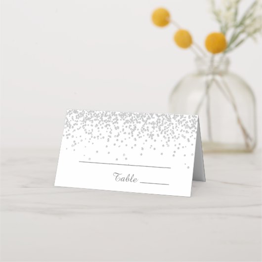 Elegant Glam White Silver Glitter Birthday Plaatskaartje (Voorkant)