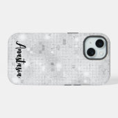Elegant Glam White Silver Glitz Sparkle iPhone 15 Case (Achterkant horizontaal)