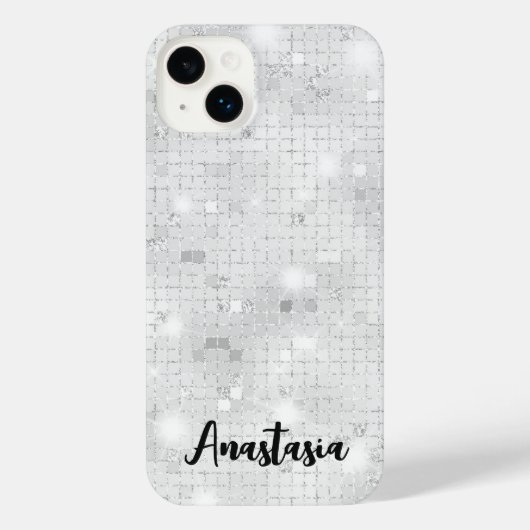 Elegant Glam White Silver Glitz Sparkle iPhone Hoesje (Achterkant)