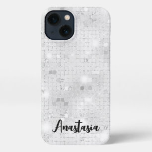 Elegant Glam White Silver Glitz Sparkle iPhone 13 Hoesje