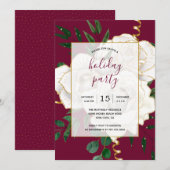 Elegant Glam Wit  Rozen feestje Kaart (Voorkant / Achterkant)