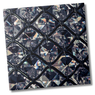 Elegant Glam Zwart Wit Kristal Geometrisch Patroon Tegeltje