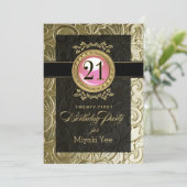 Elegant Glamor 21e verjaardag in reliëf Kaart (Staand voorkant)
