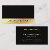 Elegant Glamor Black en Gold Plain Chic Golden Visitekaartje (Voorkant / Achterkant)