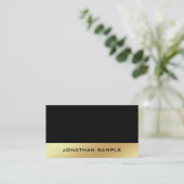Elegant Glamor Black en Gold Plain Chic Golden Visitekaartje (Staand voorkant)