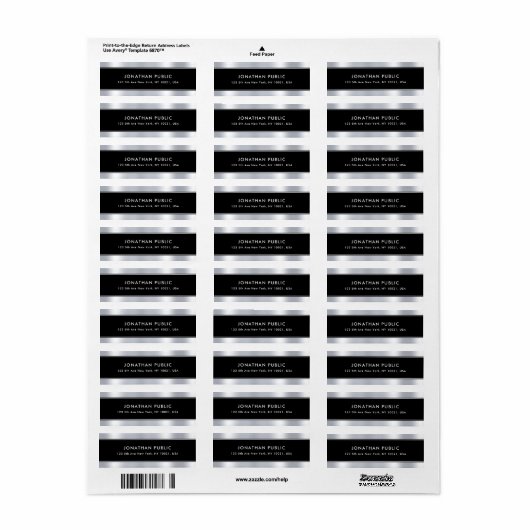 Elegant Glamor Black Silver Sjabloon Moderne Koel Etiket (Full Sheet)