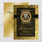 Elegant Glamor Embossed Retirement Party Kaart (Voorkant / Achterkant)