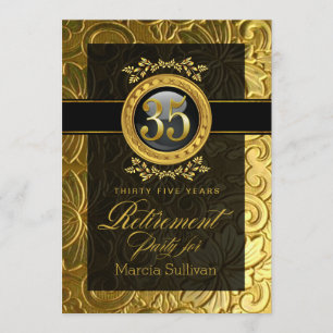 Elegant Glamor Embossed Retirement Party Kaart