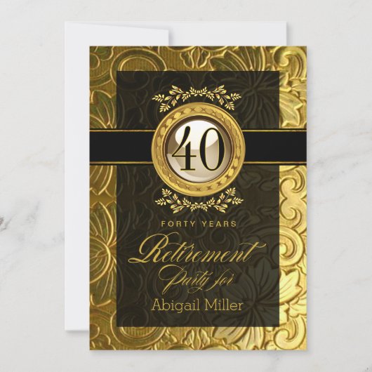Elegant Glamor Embossed Retirement Party Kaart (Voorkant)