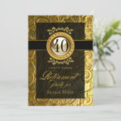 Elegant Glamor Embossed Retirement Party Kaart (Staand voorkant)
