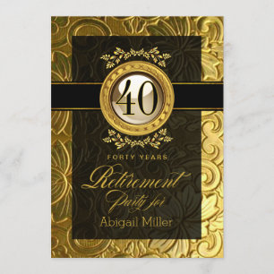 Elegant Glamor Embossed Retirement Party Kaart