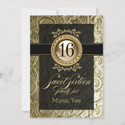 Elegant Glamor Embossed Sweet Sixteen Kaart (Voorkant)